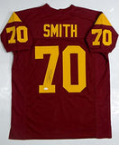 Tyron Smith Autographed Burgundy College Style Jersey- JSA Witnessed Auth