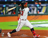 Ronald Acuna Signed ATL Braves Batting w/ Long Hair 16x20 Photo- Beckett W *Blue