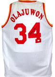 Hakeem Olajuwon Autographed White Jersey- JSA Witnessed *Black