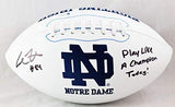 Cole Kmet Signed Notre Dame Fighting Irish Logo Football w/Insc - Beckett W Auth