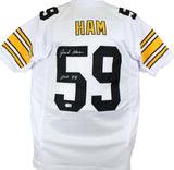 Jack Ham Autographed White Pro Style Jersey w/ HOF-Beckett W Hologram *Silver