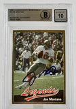 1990 Legends Sports Memorabilia #8 Joe Montana Auto SF 49ers BAS Autograph 10