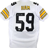 Jack Ham Autographed White Pro Style Jersey w/ HOF-Beckett W Hologram *Silver