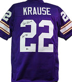 Paul Krause Autographed Purple Pro Style Jersey w/ HOF- Beckett W *Black