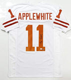 Major Applewhite Autographed White College Style Jersey- JSA Authenticated *R1