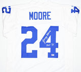 Lenny Moore Autographed White Pro Style Jersey w/HOF-Beckett W Hologram *Silver