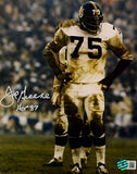 Joe Greene Autographed Pittsburgh Steelers 8X10 Muddy Photo w/HOF-Beckett W HolO