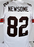 Ozzie Newsome Autographed White Pro Style Jersey w/ HOF-Beckett W Hologram