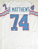 Bruce Matthews Autographed White Pro Style Jersey W/ HOF- JSA Witnessed Auth