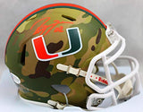 Ray Lewis Autographed Hurricanes Camo Speed Mini Helmet - Beckett W Auth *Orange