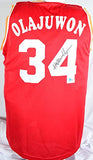 Hakeem Olajuwon Autographed Red Pro Style Jersey- Beckett W Hologram *Black