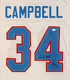 Earl Campbell Autographed White Pro Style Jersey With HOF- JSA W *Black