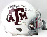 Johnny Manziel Signed Texas A&M White Speed Mini Helmet w/Insc - JSA W Auth *Blk