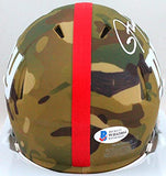 Lawrence Taylor Autographed NY Giants Camo Mini Helmet- Beckett W *White