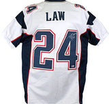 Ty Law Autographed White Pro Style Jersey w/HOF-Beckett W Hologram *Silver