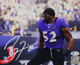 Ray Lewis Signed Ravens 8x10 In Purple Jersey PF Photo- Beckett Auth *White