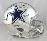 Tony Dorsett Signed Dallas Cowboys F/S Chrome Helmet w/ 5 Insc -JSA W Auth *Blk