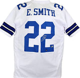 Emmitt Smith Autographed White Pro Style Jersey *R2-Beckett W Hologram *Silver