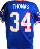 Thurman Thomas Autographed Blue Pro Style Jersey w/ NFL/MVP- Beckett W