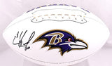 Ed Reed Autographed Baltimore Ravens Logo Football-Beckett W Hologram *Black