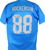 TJ Hockenson Autographed Blue Pro Style Jersey *L8- Beckett W Holo *Black