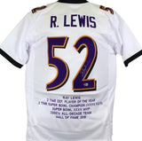 Ray Lewis Autographed White Pro Style STAT Jersey-Beckett W Hologram *Silver