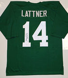 Johnny Lattner Autographed Green College Style Jersey- JSA Authenticated