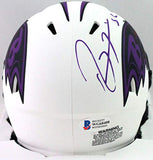 Ray Lewis Autographed Baltimore Ravens  Lunar Mini Helmet- Beckett W *Purple