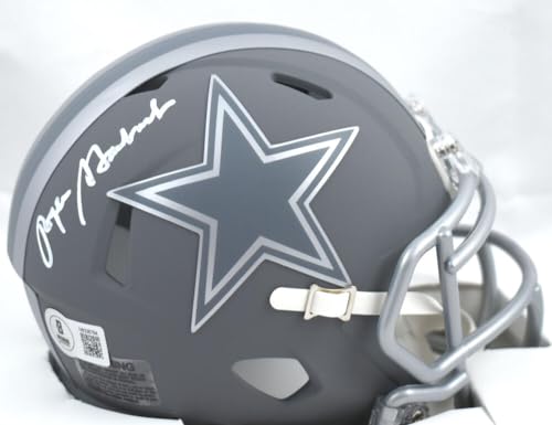 Roger Staubach Autographed Cowboys Slate Speed Mini Helmet-Beckett W Hologram White