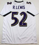 Ray Lewis Autographed White Pro Style Jersey w/HOF - Beckett W Auth *2