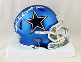 Ezekiel Elliott Autographed Cowboys Blaze Mini Helmet- Beckett Auth *White