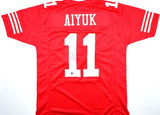 Brandon Aiyuk Autographed Red Pro Style Jersey-Beckett W Hologram *Black *L1