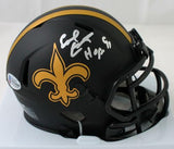 Earl Campbell Signed NO Saints Eclipse Speed Mini Helmet w/ HOF - Beckett W Auth