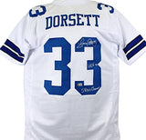 Tony Dorsett Autographed White Pro Style Jersey w/2 Insc.-Beckett W Hologram