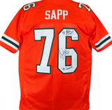 Warren Sapp Autographed Orange College Style Jersey w/2insc.-Beckett W Hologram