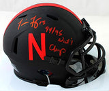 Tommie Frazier Signed Nebraska Eclipse Mini Helmet w/ Insc - Beckett W Auth *Red