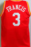 Steve Francis Autographed Red w/ Yellow Pro Style Jersey- Beckett Witness *Black