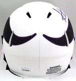 Cris Carter Autographed Vikings Lunar Speed Mini Helmet- JSA W *Purple