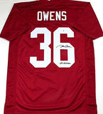 Steve Owens Autographed Maroon College Style Jersey w/Heisman- Beckett W Auth *6