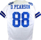 Drew Pearson Autographed White Pro Style Jersey w/ HOF- Beckett W Holo *Silver