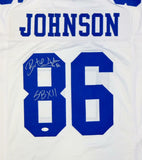 Butch Johnson Autographed White Pro Style Jersey W/ SB- JSA Witnessed Auth