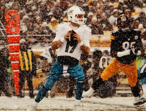 Ryan Tannehill Autographed 16x20 Miami Dolphins Running In Snow Photo- JSA Auth