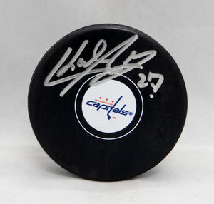 Karl Alzner Autographed Washington Capitals Hockey Puck- JSA Witnessed Auth