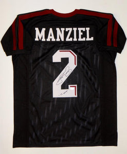 Johnny Manziel Autographed Black College Style Jersey W/ HT- JSA Witnessed Auth