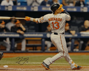 Manny Machado Signed Orioles 16x20 Batting Swing Orange Glove Photo- JSA W Auth