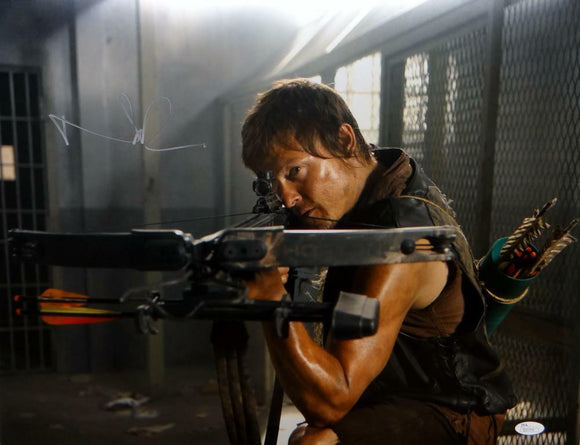 Norman Reedus Signed Walking Dead 16x20 Crouching W/ Crossbow Photo *S -JSA Auth