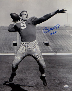 Paul Hornung Autographed Notre Dame 16x20 B&W Throwing Photo W/ 56 H- JSA W Aut