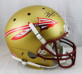 Kelvin Benjamin Autographed F/S Seminoles Gold Matte Schutt Helmet- JSA W Auth