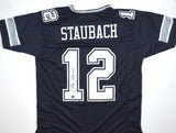 Roger Staubach Autographed Blue Pro Style Jersey-Beckett W Hologram *Black