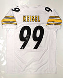 Brett Keisel Autographed White Pro Style Jersey- JSA Witnessed Auth *L9